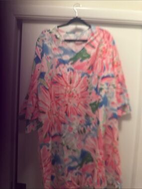 Pink Floral V-Neck Tunic Dress